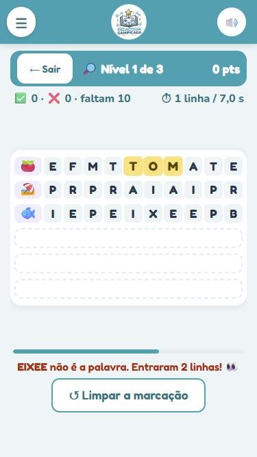 Tela da Palavra Escondida