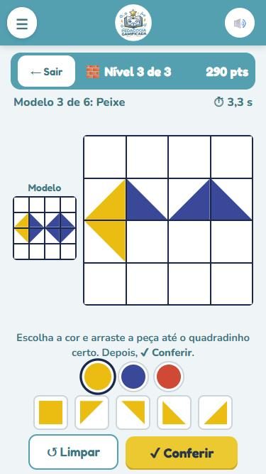 Tela do Copie Certo com os potes de cor e as peças