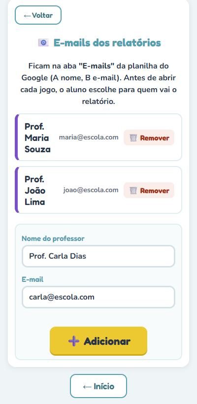 Lista de e-mails e formulário com nome e e-mail preenchidos