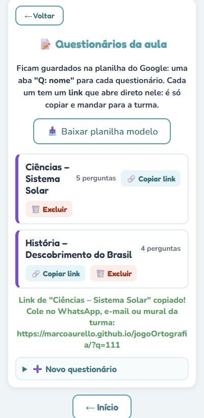 Mensagem verde: link do questionário copiado
